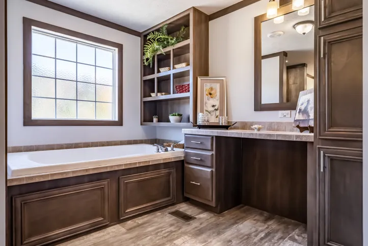 The THE TURNER Primary Bathroom. This Manufactured Mobile Home features 3 bedrooms and 2 baths.
