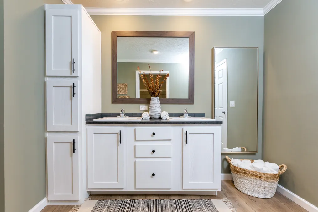 The KEENELAND Primary Bathroom. This Manufactured Mobile Home features 3 bedrooms and 2 baths.