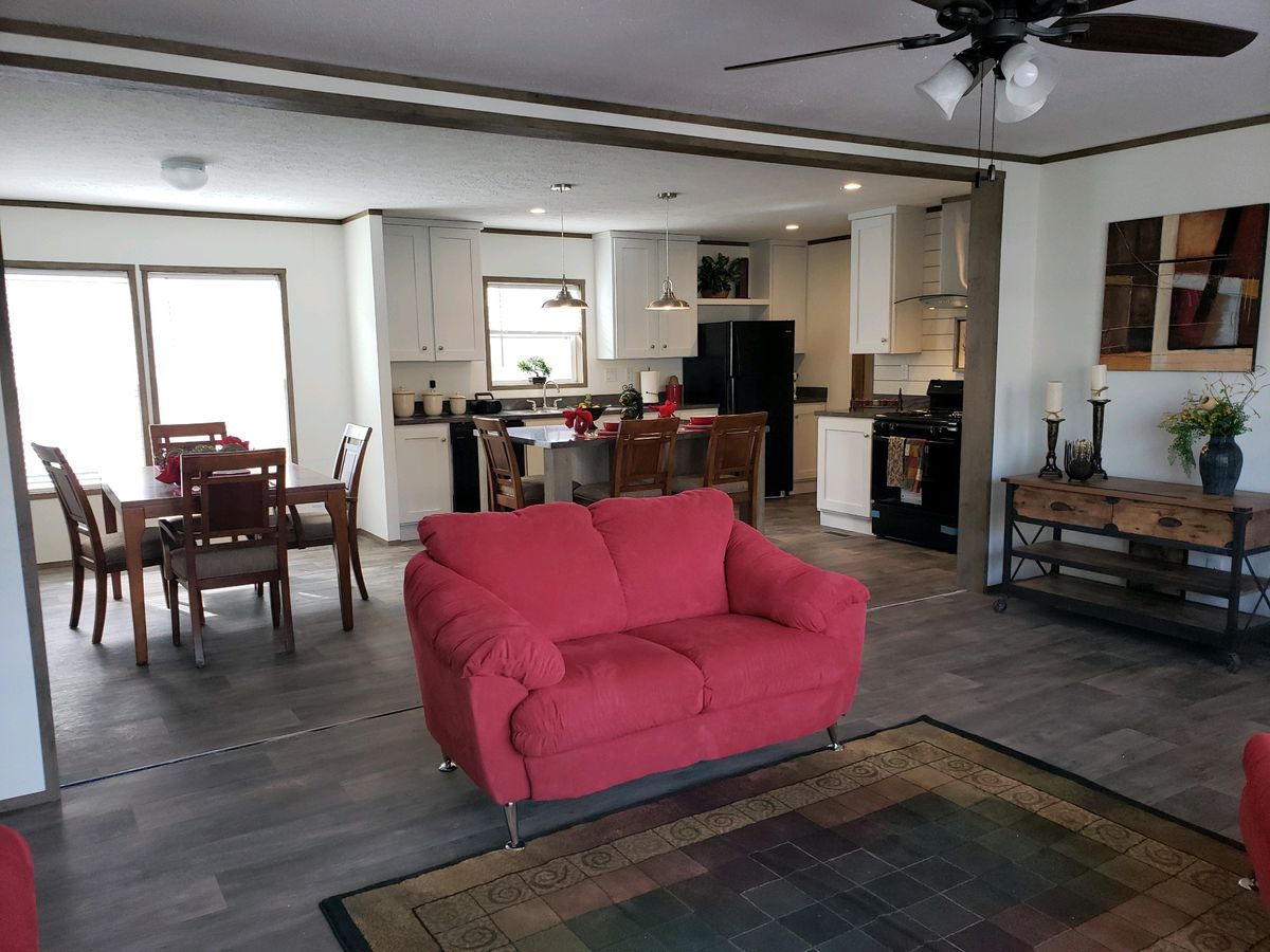 The LIFESTYLE 212 Living Room. This Manufactured Mobile Home features 3 bedrooms and 2 baths.