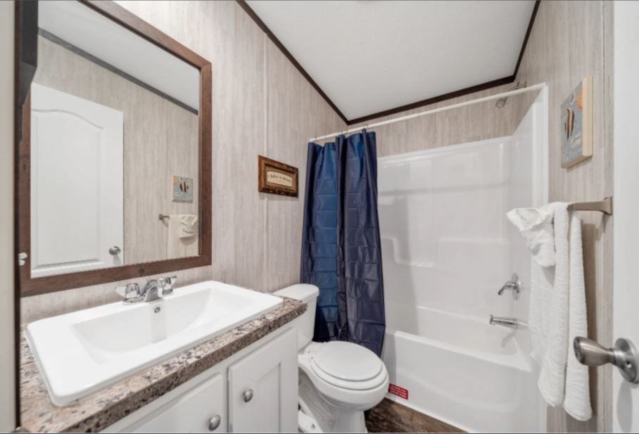 The AMETHYST Guest Bathroom. This Manufactured Mobile Home features 3 bedrooms and 2 baths.