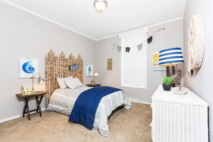 The ENCHANTMENT 3070A Bedroom. This Manufactured Mobile Home features 3 bedrooms and 2 baths.