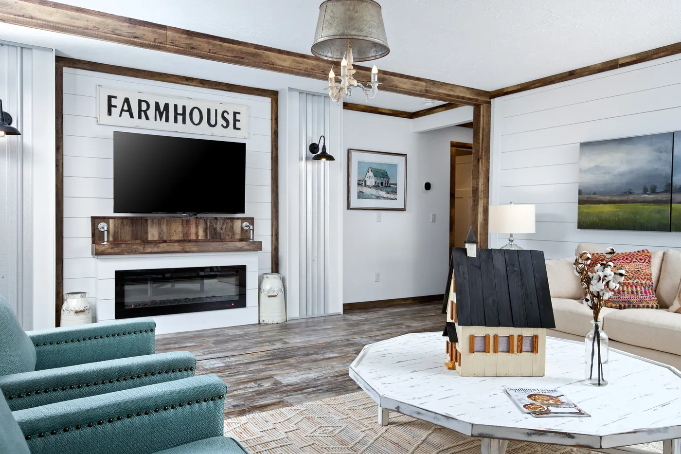 The THE LIZA JANE Living Room. This Manufactured Mobile Home features 3 bedrooms and 2 baths.