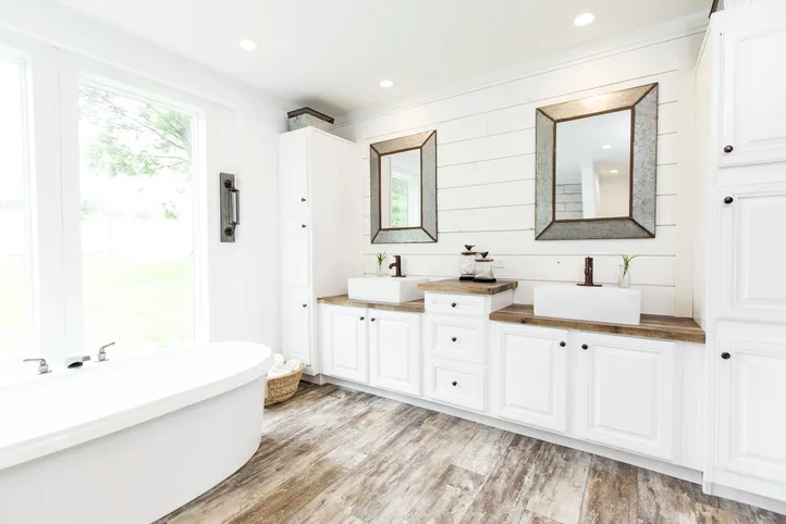 The THE LULABELLE Primary Bathroom. This Manufactured Mobile Home features 4 bedrooms and 3 baths.