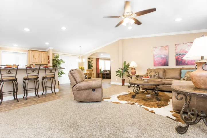 The K2776A Living Room. This Manufactured Mobile Home features 4 bedrooms and 2 baths.