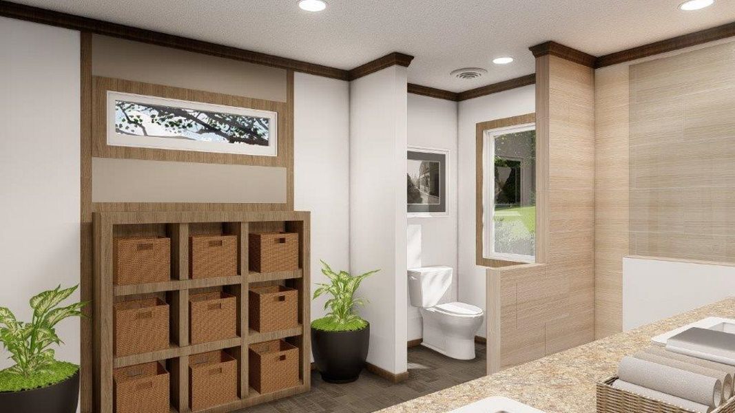 The THE WASHINGTON Master Bathroom. This Modular Home features 3 bedrooms and 2 baths.
