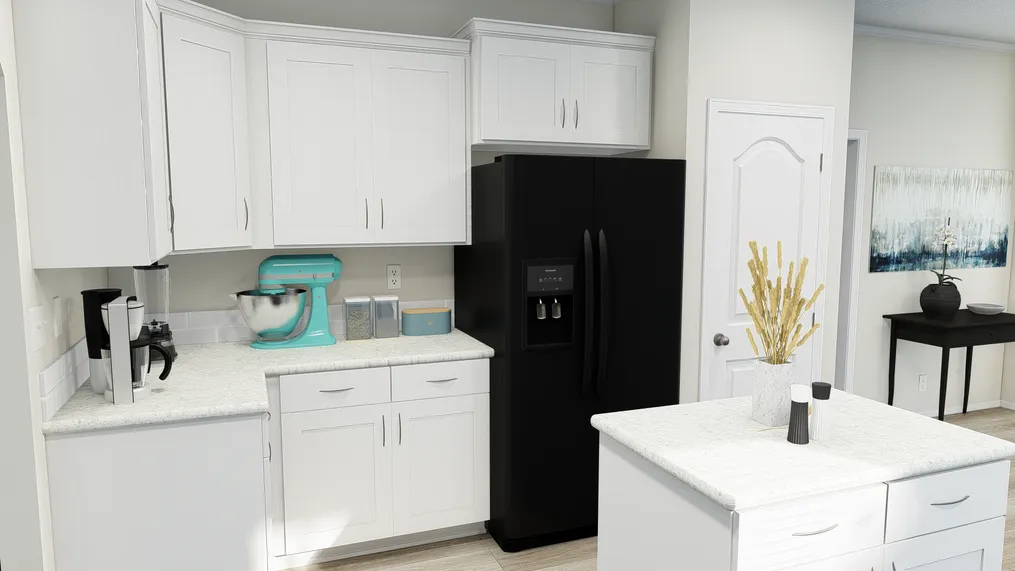The K2750A Kitchen. This Manufactured Mobile Home features 3 bedrooms and 2 baths.