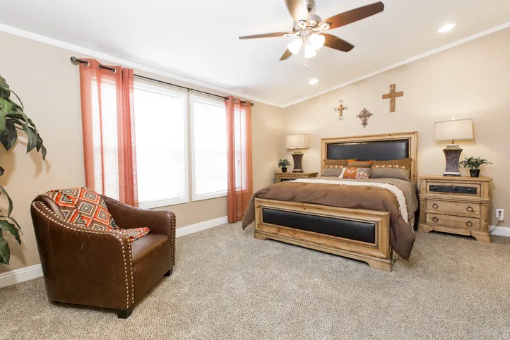 The K2776A Primary Bedroom. This Manufactured Mobile Home features 4 bedrooms and 2 baths.