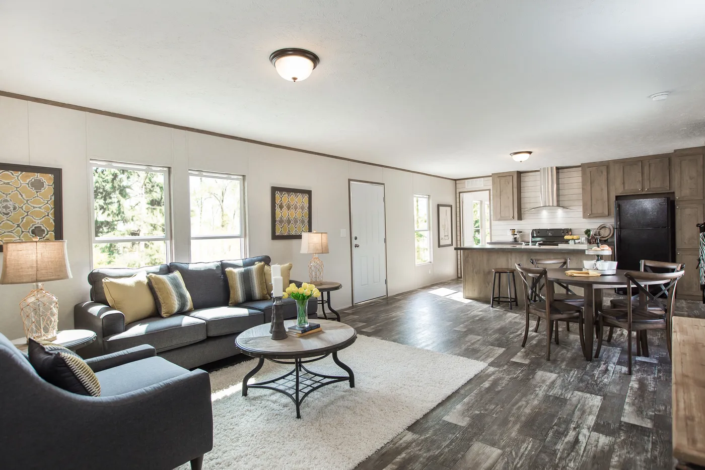 The THE BREEZE Living Room. This Manufactured Mobile Home features 3 bedrooms and 2 baths.