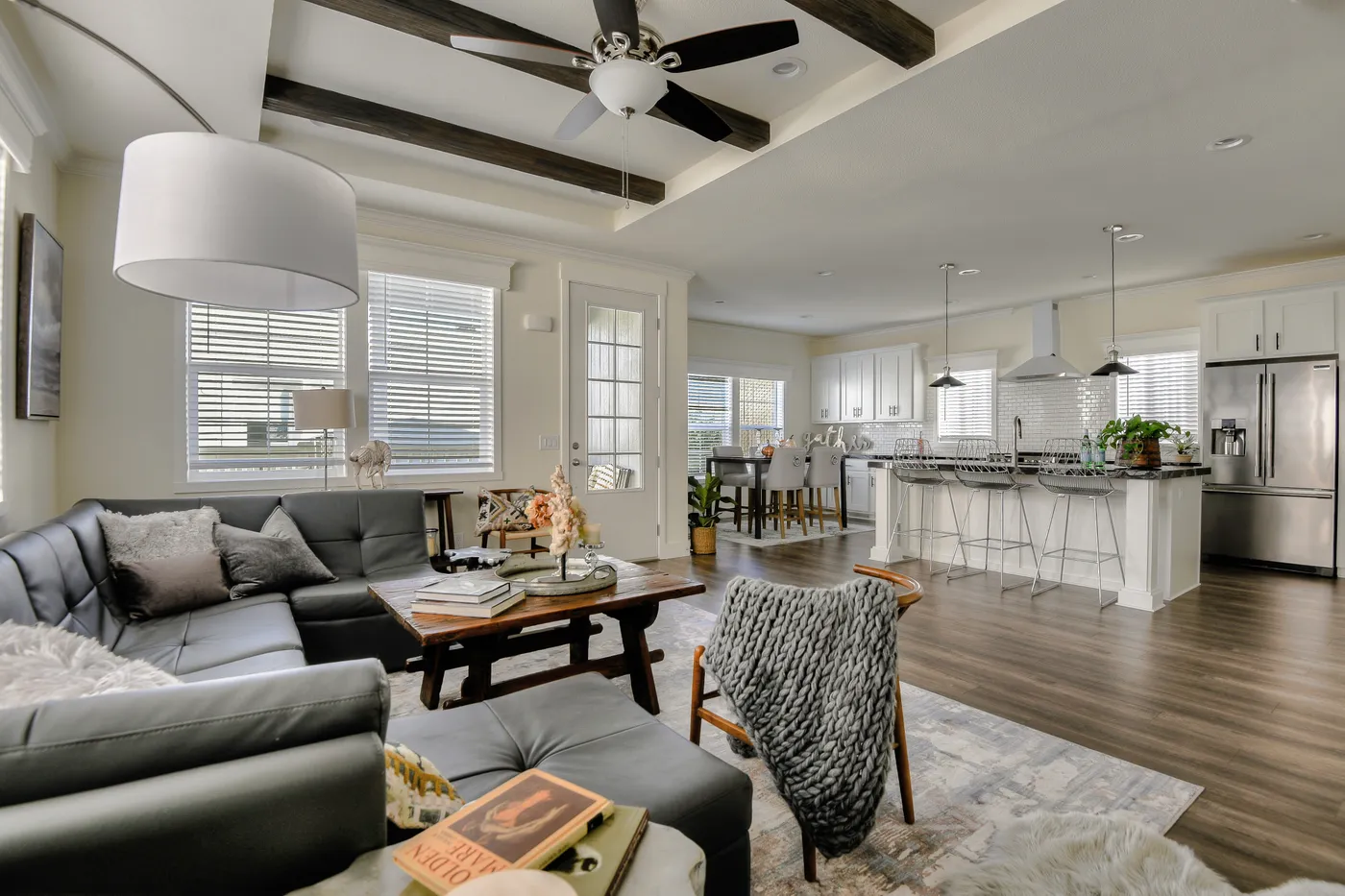 The CORONADO 2458F Living Room. This Manufactured Mobile Home features 3 bedrooms and 3 baths.