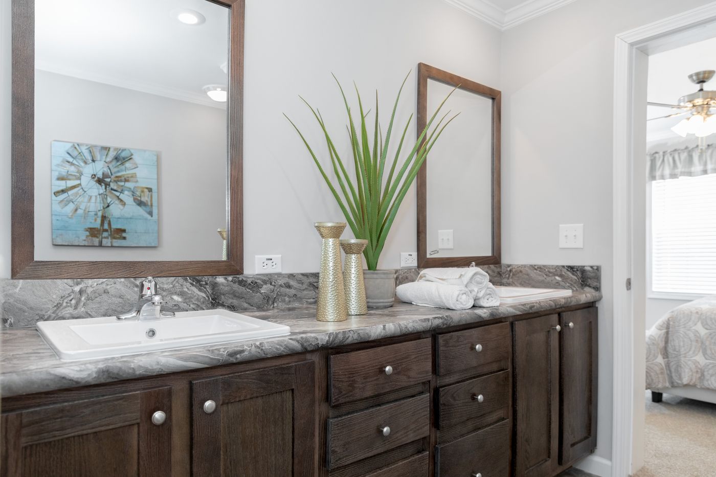 The THE VILLETTE Primary Bathroom. This Manufactured Mobile Home features 3 bedrooms and 2 baths.