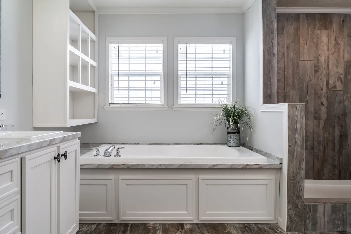 The THE LEAHY Primary Bathroom. This Manufactured Mobile Home features 4 bedrooms and 2 baths.