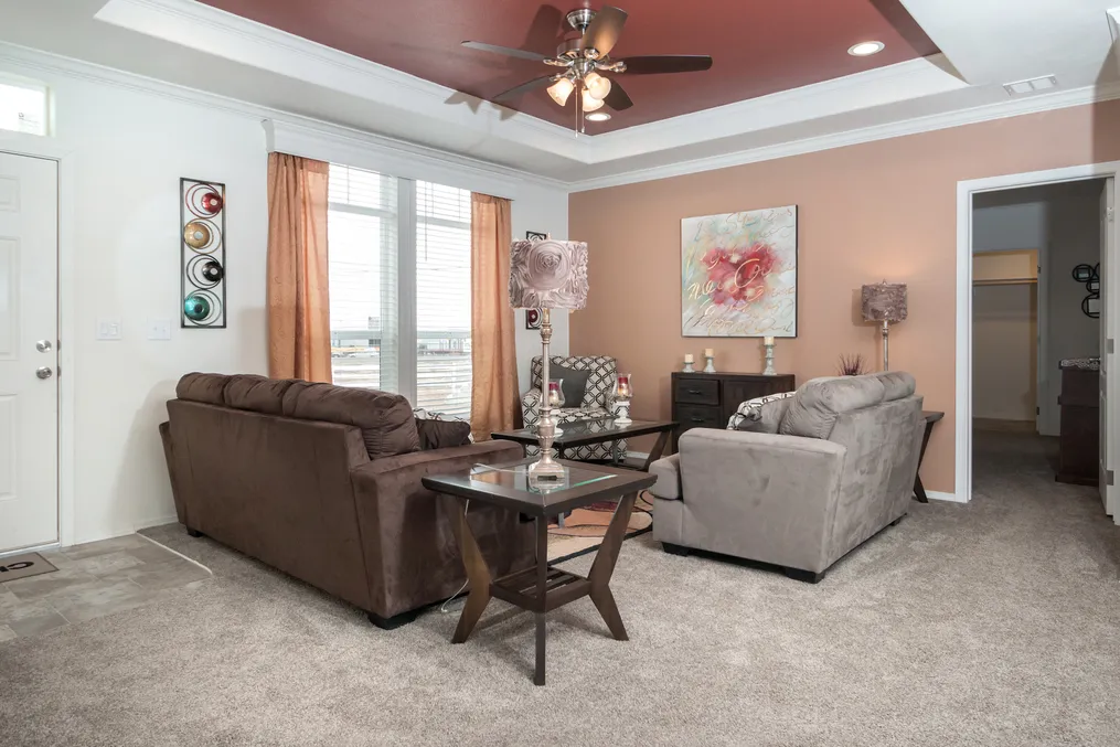 The K3068C Living Room. This Manufactured Mobile Home features 3 bedrooms and 2 baths.