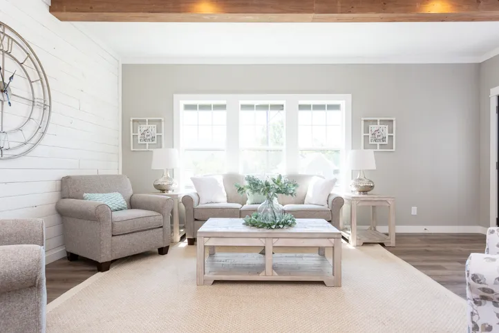 The 3434 CAROLINA "SOUTHERN BELLE" Living Room. This Modular Home features 3 bedrooms and 2 baths.