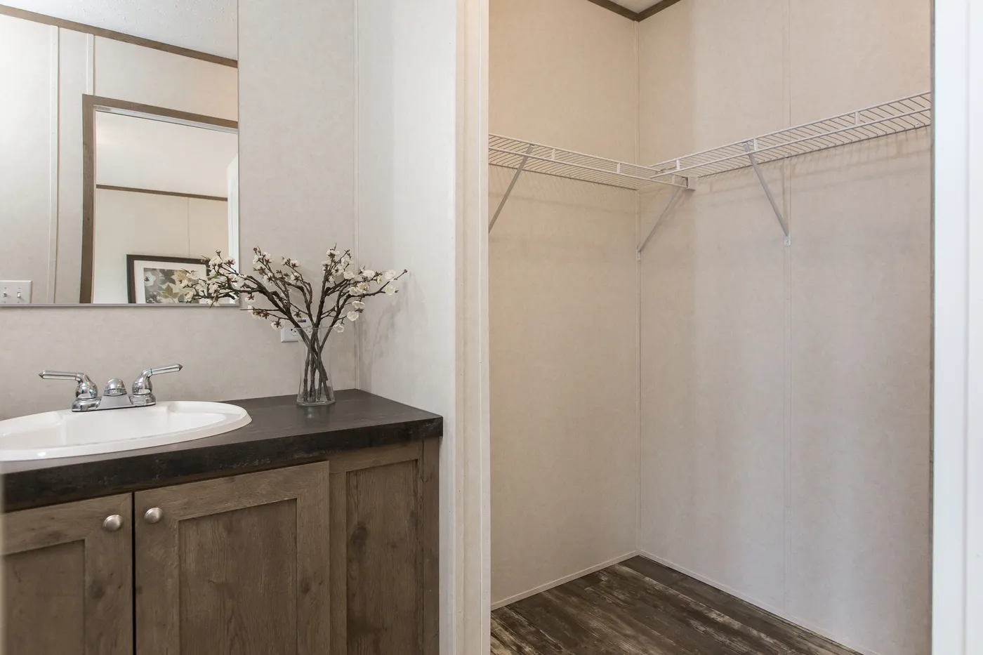 The THE BREEZE Primary Bathroom. This Manufactured Mobile Home features 3 bedrooms and 2 baths.