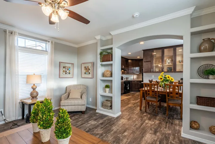 The K1676H Living Room. This Manufactured Mobile Home features 3 bedrooms and 2 baths.