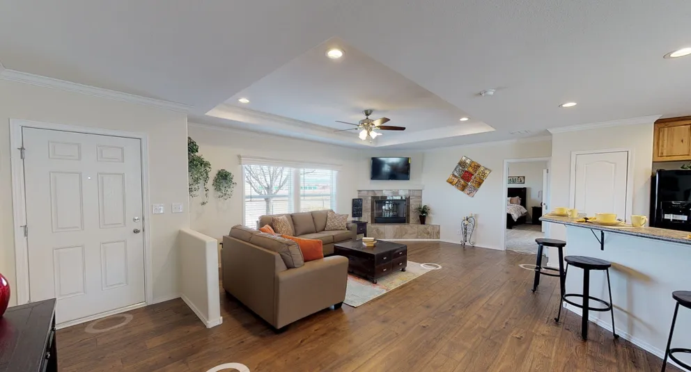 The K3066A Living Room. This Manufactured Mobile Home features 3 bedrooms and 2 baths.