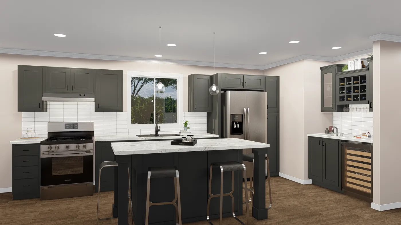 The GPII-2056-3B  WESTWOOD Kitchen. This Manufactured Mobile Home features 3 bedrooms and 2 baths.