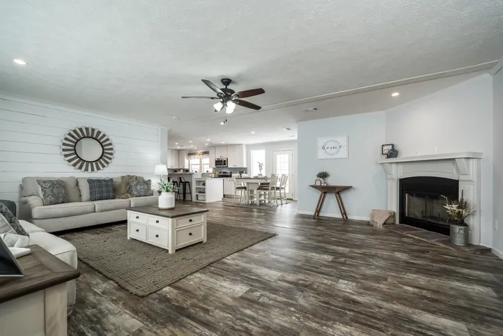 The THE LEAHY Living Room. This Manufactured Mobile Home features 4 bedrooms and 2 baths.