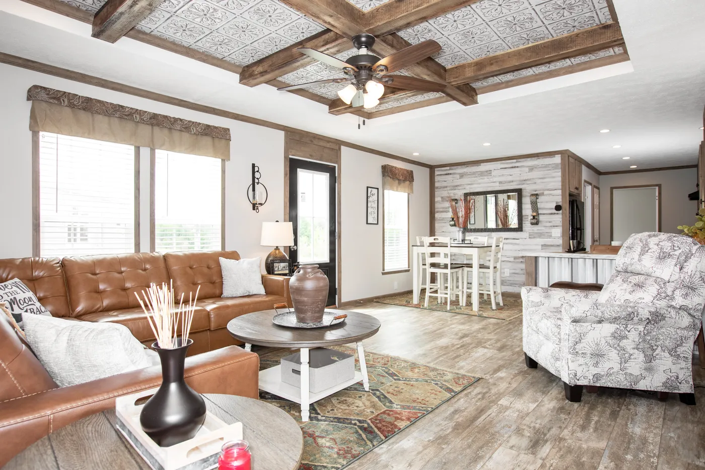 The THE MARION Living Room. This Manufactured Mobile Home features 3 bedrooms and 2 baths.