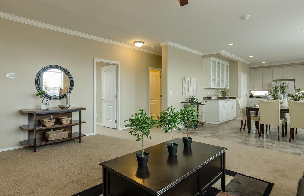 The TRANQUILITY TR3062A Living Room. This Manufactured Mobile Home features 3 bedrooms and 2 baths.