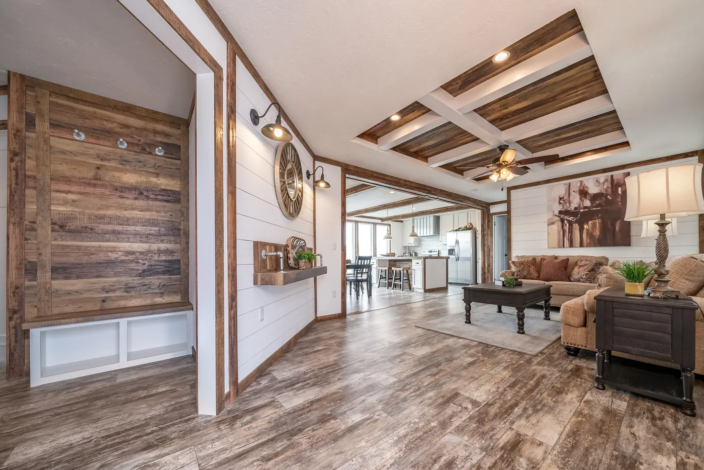The THE AVALYN Living Room. This Manufactured Mobile Home features 3 bedrooms and 2 baths.