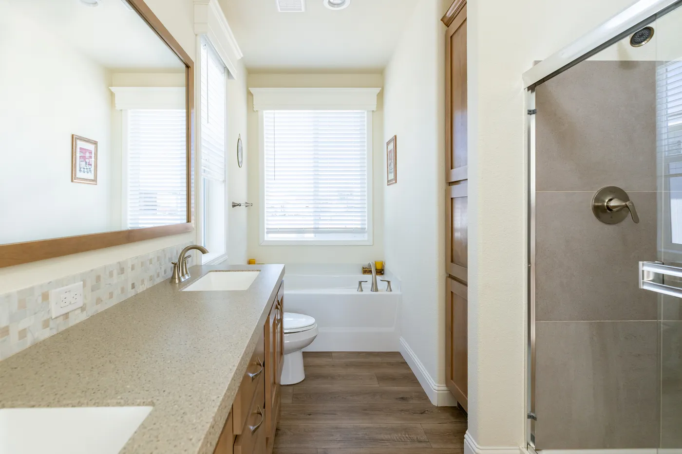 The CORONADO 2458C Primary Bathroom. This Manufactured Mobile Home features 3 bedrooms and 2 baths.