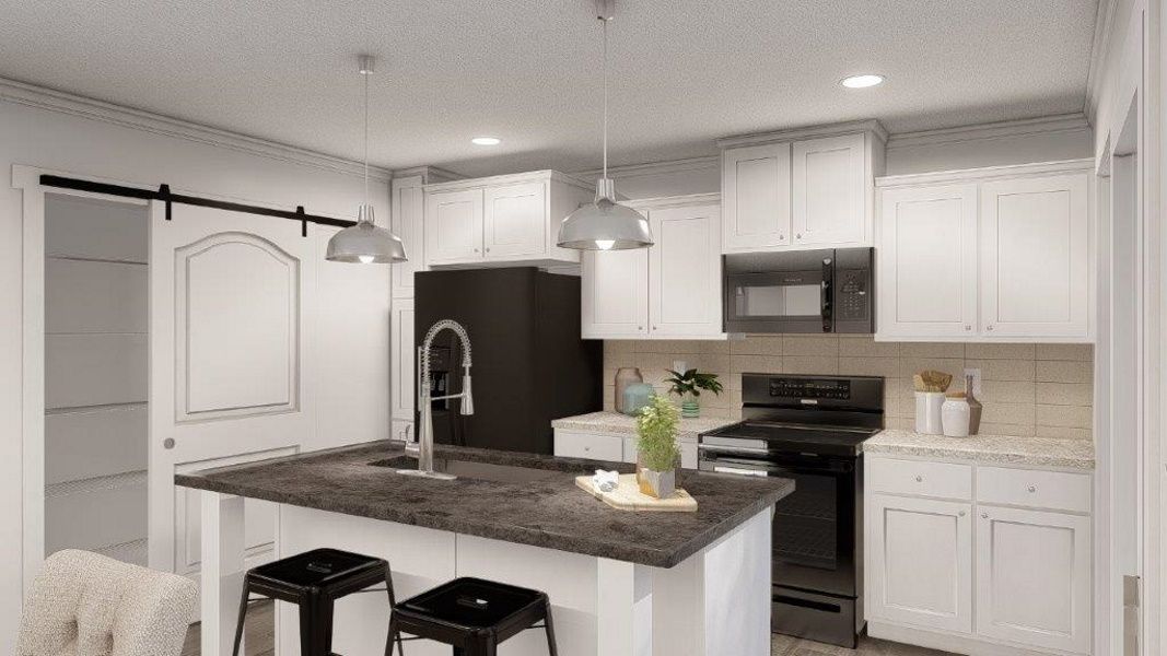 The THE WASHINGTON Kitchen. This Modular Home features 3 bedrooms and 2 baths.
