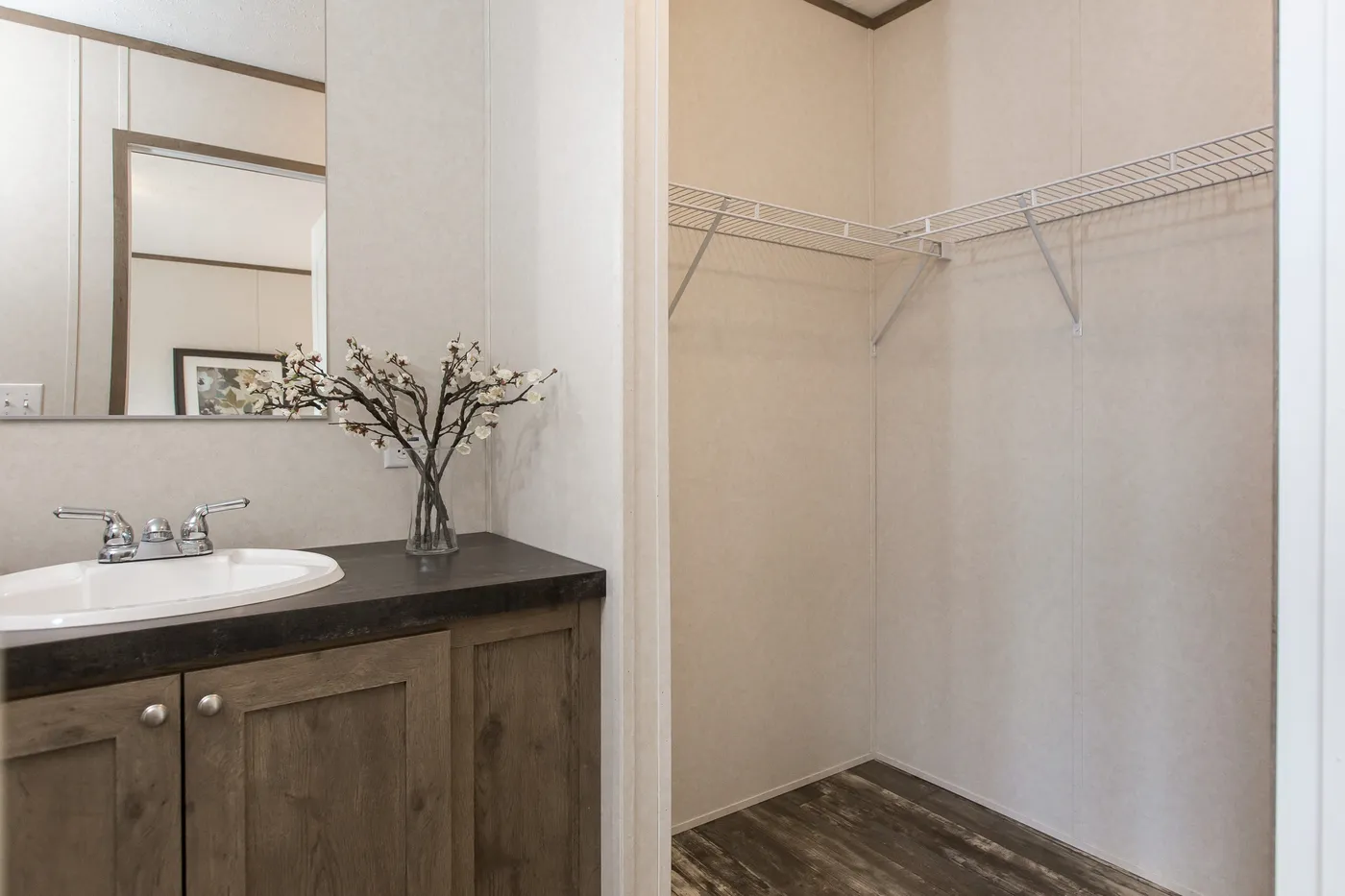The THE BREEZE Primary Bathroom. This Manufactured Mobile Home features 3 bedrooms and 2 baths.