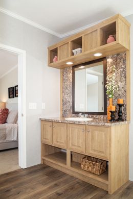 The SHEER ELM Master Bathroom. This Manufactured Mobile Home features 3 bedrooms and 2 baths.