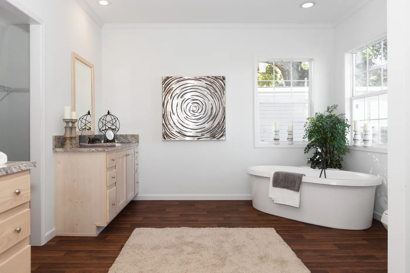 The NORMANDY Primary Bathroom. This Manufactured Mobile Home features 3 bedrooms and 2 baths.