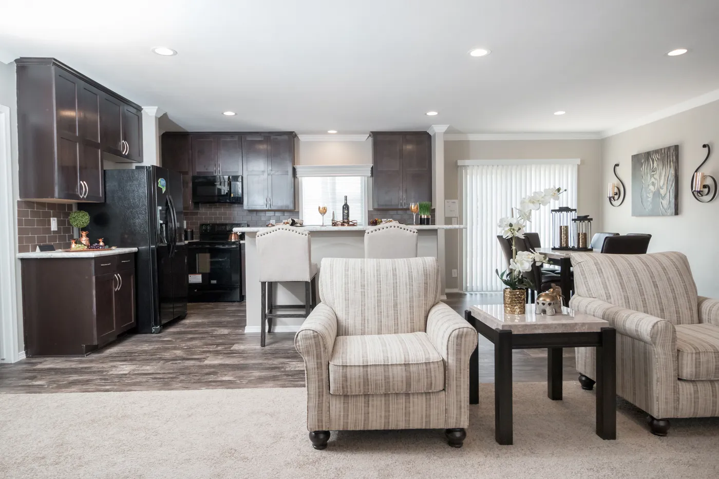 The K3076B Living Room. This Manufactured Mobile Home features 4 bedrooms and 2 baths.