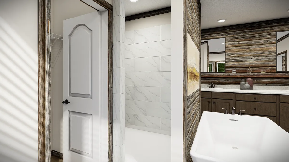 The THE ANDERSON II Master Bathroom. This Manufactured Mobile Home features 3 bedrooms and 2 baths.