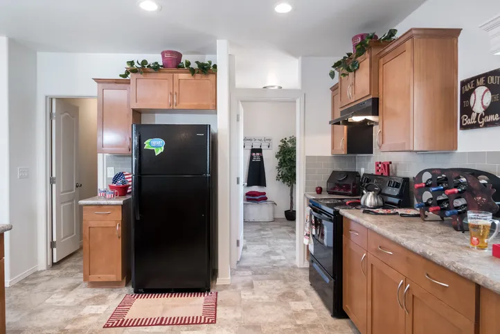 The K2760A Kitchen. This Manufactured Mobile Home features 3 bedrooms and 2 baths.