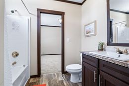 The THE DESTIN Guest Bathroom. This Manufactured Mobile Home features 4 bedrooms and 3 baths.