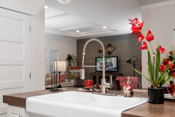 The 1439 CAROLINA "MAGNOLIA" Kitchen. This Manufactured Mobile Home features 3 bedrooms and 2 baths.