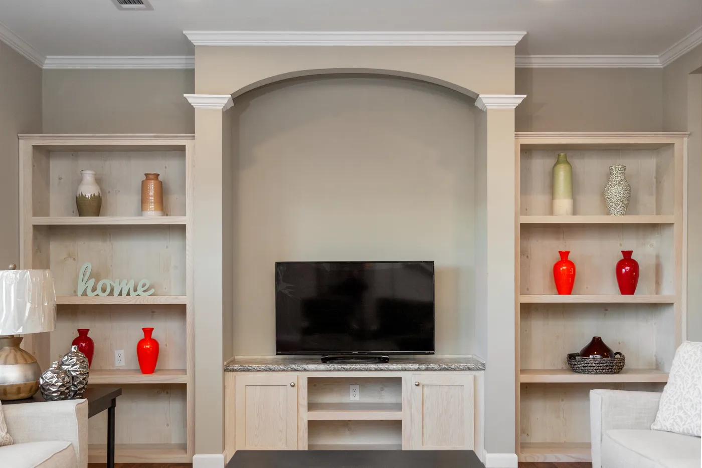 The NORMANDY Living Room. This Manufactured Mobile Home features 3 bedrooms and 2 baths.