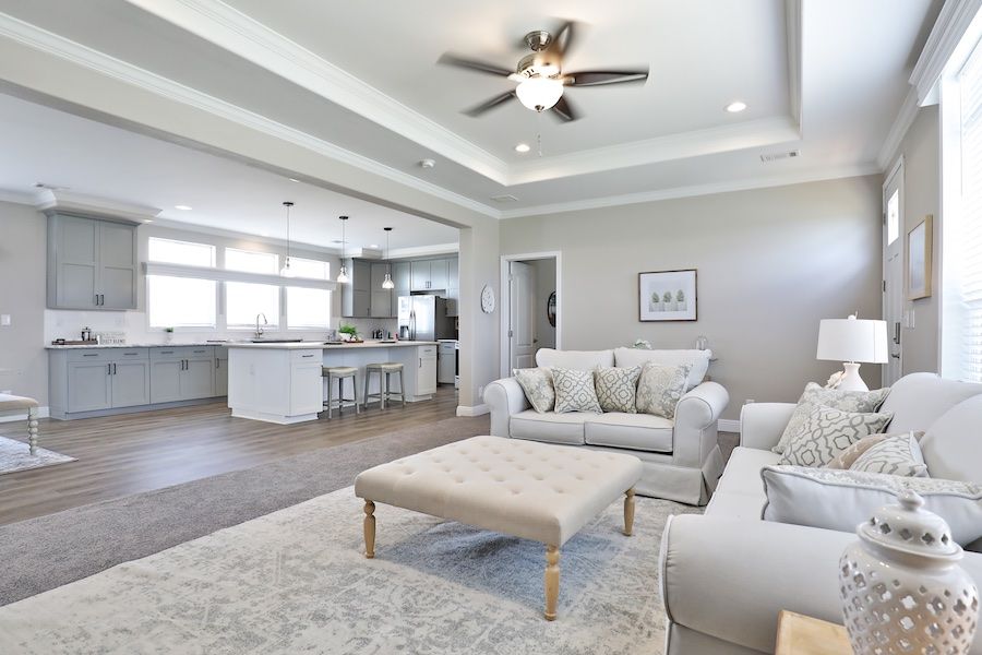 The EDGEWOOD Living Room. This Manufactured Mobile Home features 3 bedrooms and 2 baths.