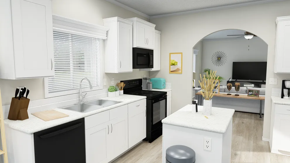 The K2750A Kitchen. This Manufactured Mobile Home features 3 bedrooms and 2 baths.