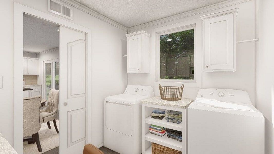 The THE WASHINGTON Utility Room. This Modular Home features 3 bedrooms and 2 baths.