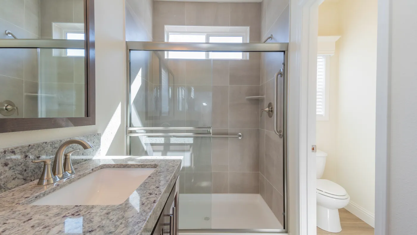 The CORONADO 2456B Primary Bathroom. This Manufactured Mobile Home features 3 bedrooms and 2 baths.