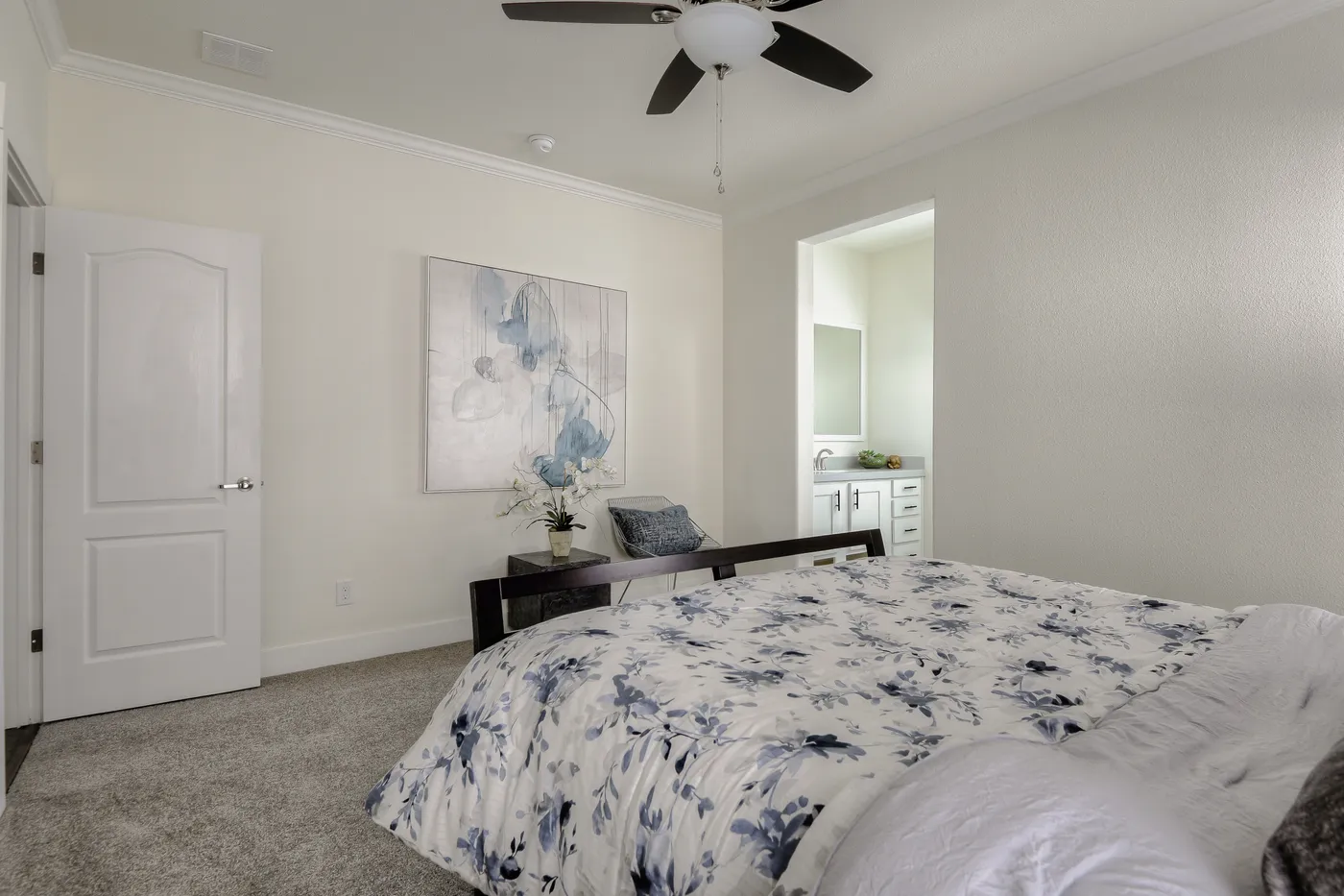 The CORONADO 2458F Primary Bedroom 2. This Manufactured Mobile Home features 3 bedrooms and 3 baths.