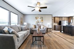 The THE REAL DEAL Living Room. This Manufactured Mobile Home features 3 bedrooms and 2 baths.