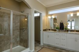 The TRANQUILITY TR3062A Master Bathroom. This Manufactured Mobile Home features 3 bedrooms and 2 baths.