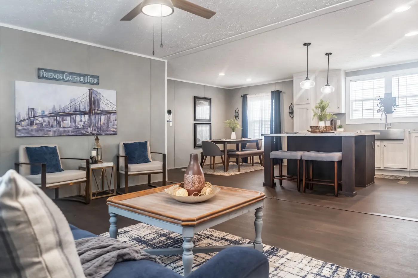 The ULTRA BREEZE 52 Living Room. This Manufactured Mobile Home features 3 bedrooms and 2 baths.