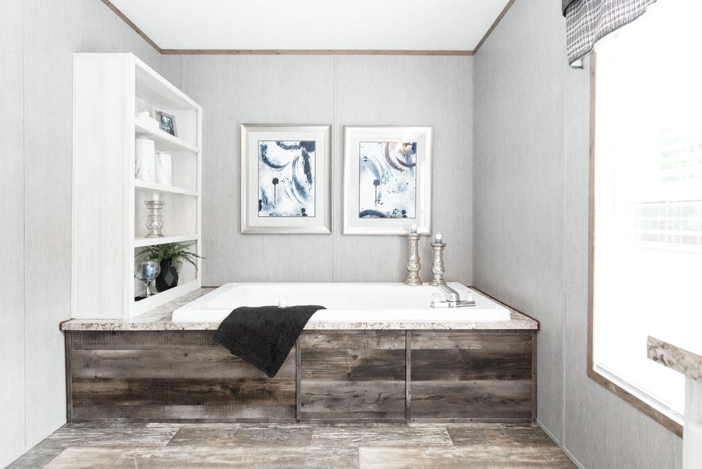 The THE MORRIS Primary Bathroom. This Manufactured Mobile Home features 3 bedrooms and 2 baths.