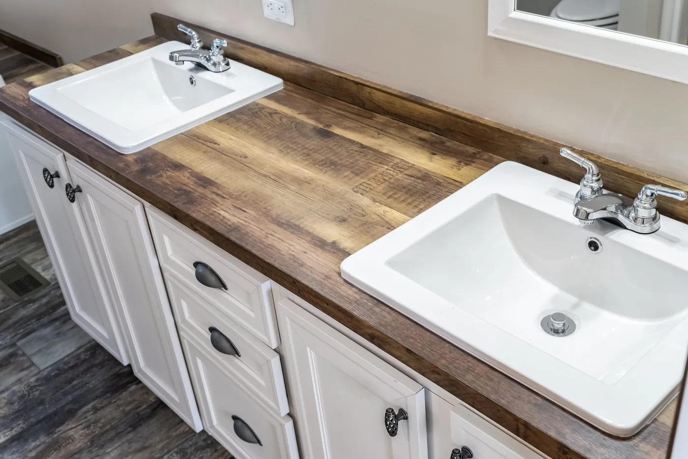 The THE STARK Primary Bathroom. This Manufactured Mobile Home features 3 bedrooms and 2 baths.