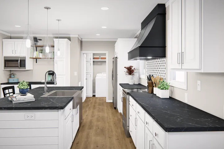 The THE VALHALLA Kitchen. This Manufactured Mobile Home features 3 bedrooms and 2 baths.