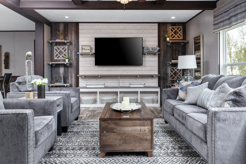 The SIG28663A Living Room. This Manufactured Mobile Home features 3 bedrooms and 2 baths.