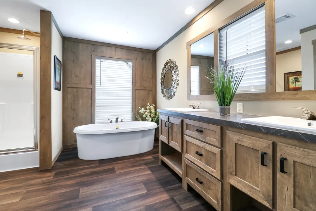 The AMELIA Primary Bathroom. This Manufactured Mobile Home features 4 bedrooms and 2 baths.