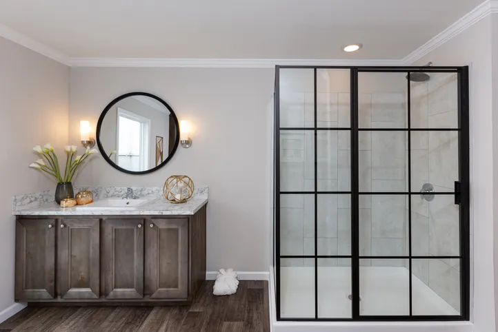 The THE FREEDOM SOHO Primary Bathroom. This Manufactured Mobile Home features 3 bedrooms and 2 baths.